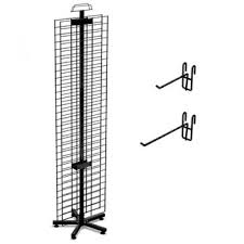 The display sets up in three easy steps and consists of four pieces that are easy to transport and store. Double Sided 60 X 16 Wire Grid Panel Floor Spinner Display
