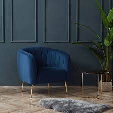 Eluxury Modern Channel Accent Chair In 2020 Accent Chairs Modern Velvet Chair Blue Accent Chairs