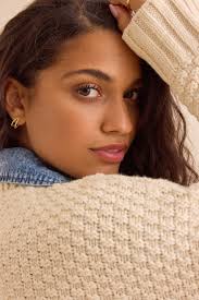 Altar'd State Amanda Cable Denim Mixed Pullover