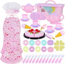 Maybe you would like to learn more about one of these? Buy Tea Party Set For Little Girl Kitchen Pretend Tea Toy Set Play Food Toy For Kids 54 Pcs With Cookies Ice Cream Toy Chef Hat And Pink Apron For For Kids Toddler