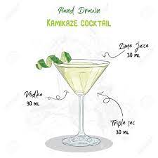 Hand Drawn Colorful Kamikaze Summer Cocktail Drink Ingredients Handwritten Recipe Royalty Free Cliparts Vectors And Stock Illustration Image 149219329