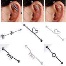 Stainless Steel Industrial Cartilage Long Straight Bar Ring Ear Stud Piercing F Industrial Piercing Jewelry Ear Piercings Ear Piercings Tragus