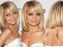 The modern short bob with bangs is back from the 90's! Nicole Richie Blonde Bob Hairstyle With Side Swept Bangs Hairstyles Weekly