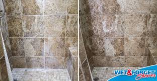 When i had my tile floors power cleaned by a professional, he also did the shower when cleaning travertine do not to use strong chemicals. With Wet Forget Shower You Ll Stop Soap Scum And Stop Scrubbing Ask Wet Forget