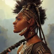 a strong, dark-skinned mesopotamian young archer girl