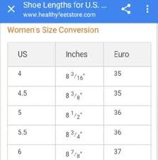 Healthy Feet Com European Shoe Size Chart