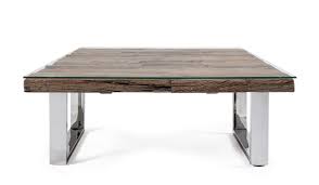 Une table de salon toute en rondeurs, en bois massif d'acacia foncé. Aniram Table Basse Design Bois Recycle Et Metal