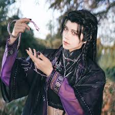 古風漢服黑色假髮苗疆異域風編髮假髮少年感COS造型三尖手鉤假髮可改色設計