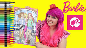 Vtg tropical barbie coloring activity book 1986 golden book. Coloring Barbie Friends Giant Coloring Page Crayola Crayons Coloring With Kimmi The Clown Youtube