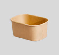 Kraft Rectangular Paper Bowl 1000ml with Lids (50 Pcs)