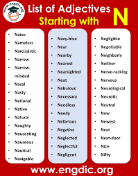 Positive n words to describe someone. Positive Adjectives Starting With N List Of Adjectives That Start With N In 2021 Positive Adjectives List Of Adjectives Adjectives