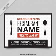 Otwarcie restauracji wiąże się z pozwoleniami, które są niezbędne do momentu zaproszenia pierwszych gości. Otwarcie Restauracji Tworcze Broszura Darmowy Wektor