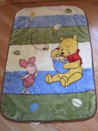 Disney Baby Winnie The Pooh Piglet Blue Green Cream Brown Luxury Plush Baby Blanket