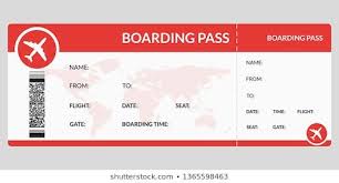 Plane Ticket Airline Boarding Pass Template Airport And Plane Pass Document Vector Illustration Boarding Pass Template Ticket Design Template Boarding Pass