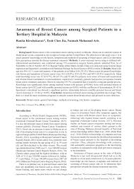 They say young malaysians are lacking when it comes to general knowledge. Pdf Awareness Of Breast Cancer Among Surgical Patients In A Tertiary Hospital In Malaysia
