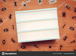 Blank Lightbox Letters Wooden Background Mock Copy Space Text Stock Photo C Stevanovicigor 202835654