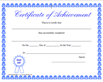 Make gift certificates with printable homemade gift. Printable Certificate Of Achievement Free Printable Certificates Certificate Of Achievement Template Free Printable Certificate Templates
