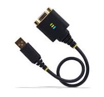 1ft (30cm) USB to Null Modem Serial Adapter Cable, COM Retention, FTDI, USB-A to DB9 RS232, Interchangeable DB9 Nuts/Screws, Windows/macOS/Linux