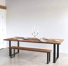 With a bold, minimalist silhouette and warm wood grains, this dining table grounds your space in simple scandinavian style. Daintree Sheesham Wood Iron Frame Dining Table Set With 1 Bench Wooden Furniture For Dining Room Home Office Black Natural Finish Amazon In Home Kitchen