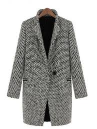 Black And White Coat Black White Stand Collar Trench Coat Oversize Houndstooth Windbreaker Chic162858 Withchic Houndstooth Coat Tweed Coat Coat