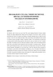 Pdf Ibn Khaldun S Cyclical Theory On The Rise And Fall Of Sovereign Powers The Case Of Ottoman Empire Murat Onder Onder And Fatih Ulasan Academia Edu