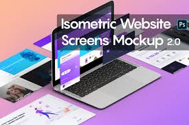 Isometric Website Mockup 2 0 In Scene Generators On Yellow Images Creative Store