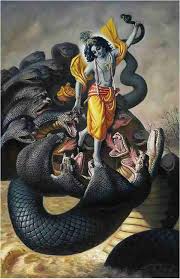 Shri Krishna Dance On Kaliya Naag Poster for Room Paper Print