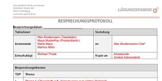Eine vorlage für ein gesprächsprotokoll mit feldern erstellen Vorlage Besprechungsprotokoll Blog Der Losungsfabrik