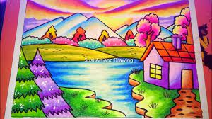Contoh gambar sketsa alam sekitar. Cara Menggambar Pemandangan Alam Yang Mudah Dengan Crayon Drawing Nature Scenery Youtube