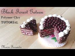 Miniature Polymer Clay Black Forest Gateau Cake Tutorial Polymer Clay Cake Miniature Food Tutorials Miniature Food