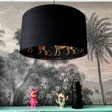 leopard walk cole zoon silhouet lampenkap in jet black etsy black lampshade handmade lampshades lampshades