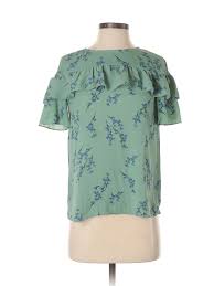 Details About Ann Taylor Loft Outlet Women Green Short Sleeve Blouse Xs Petite