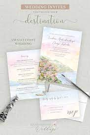 Sorrento Italy And The Amalfi Coast Watercolor Wedding Invitation Wedding Invitations Rustic Vintage Destination Wedding Invitations Hand Painted Wedding