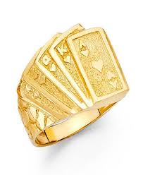 Men 14k Yellow Real Gold Playing Cards Gambling Casino Fashion Wedding Ring Band By Rg D Gold Playing Cards Wedding Ring Bands Gold
