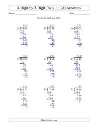 The 4 Digit By 2 Digit Long Division With Remainders And Steps Shown On Answer Key A Math Worksheet Page 2 Math Worksheets Math Drills Kids Math Worksheets