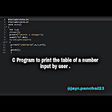 C Program To Print The Table Of A Number Input By User Cprograms Informationtechnology C Programming Computer Programming Languages Computer Programming