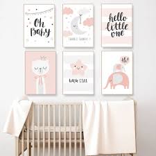 Cartoon Cute Elephant Nursery Decor New Baby Gift Canvas Painting Light Pink Wall Art Picture Poster Print Boy Room Home Decor Painting Calligraphy Aliexpress