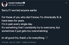 What condition does corpse husband have. What Chronic Illness Does Youtuber Corpse Husband Have Details