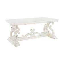 Multicolor oak brown, grey, and white finish. Powell Jenna Distressed Wood Coffee Table In White Pcymx30