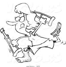 Pirate captain with a hook and a wooden leg and other pirate theme illustrations. Vector Of A Cartoon Determined Woman Running With Crutches Outlined Coloring Page By Toonaday 19270