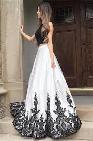 Black And White Prom Dresses Mutluhanimlar Com In 2020 Two Piece Evening Dresses Cheap Prom Dresses Long Black Lace Prom Dress