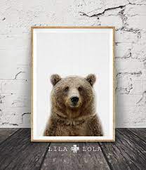 Nursery Wall Art Bear Print Animal Photo Woodlands Printable Poster Kids Room Decor In Woodland Animal Wall Art Animal Wall Art Woodland Nursery Wall Art