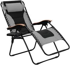 Amazon Com Phi Villa Oversize Xl Padded Zero Gravity Lounge Chair Wider Armrest Adjustable Recliner With Cup Holder Support 350 Lbs Grey Garden Outdoor