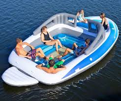 There S A Life Size Inflatable Speed Boat For Those That Can T Afford The Real Thing Lake Floats Cool Pool Floats Summer Pool Floats