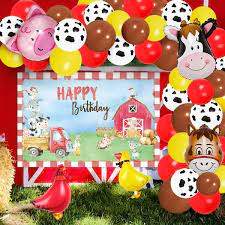 The great thing about these cutouts is that you can use them as room decorations after the party. Amazon Com Farm Animal Balloon Garland Kit Backdrop For Farm Barnyard Party Decorations Boys Girls 1st 2nd 3rd Birthday Party Supplies Animal Walking Balloons 75 Pack Toys Games