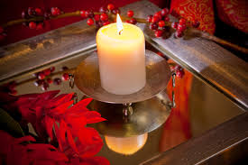 Below it is a christmas printable flanked by trios of bottle brush trees. Mirror Decorations For Christmas Sheknows