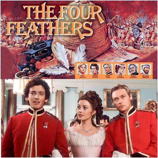THE FOUR FEATHERS (1978) Directed by Don Sharp Stars Beau Bridges, Robert  Powell, Simon Ward & Jane Seymour Lieutenant Faversham dishonours his  regiment and loses his fiancée, but can he regain his