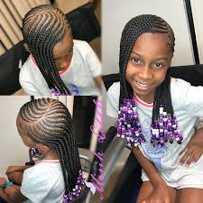 Feed In Braids To The Side Click Link In Bio To Book An Appointment Or Enter The 100k Ra Black Kids Hairstyles Girls Braided Hairstyles Kids Hair Styles