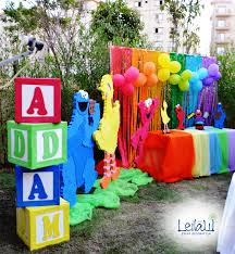 Candy Table For Sesame Street Themed Birthday Party Decorations By Leila Sesame Street Birthday Party Ideas Boy Sesame Street Birthday Elmo Birthday Party Boy
