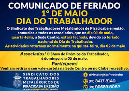 The team plays in the principe island league in its local division and plays at estádio 13 de. Comunicado Feriado 1Âº De Maio Dia Do Trabalhador Sindicato Dos Metalurgicos De Piracicaba E Regiao